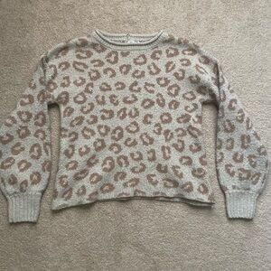 girls tan cheetah sweater